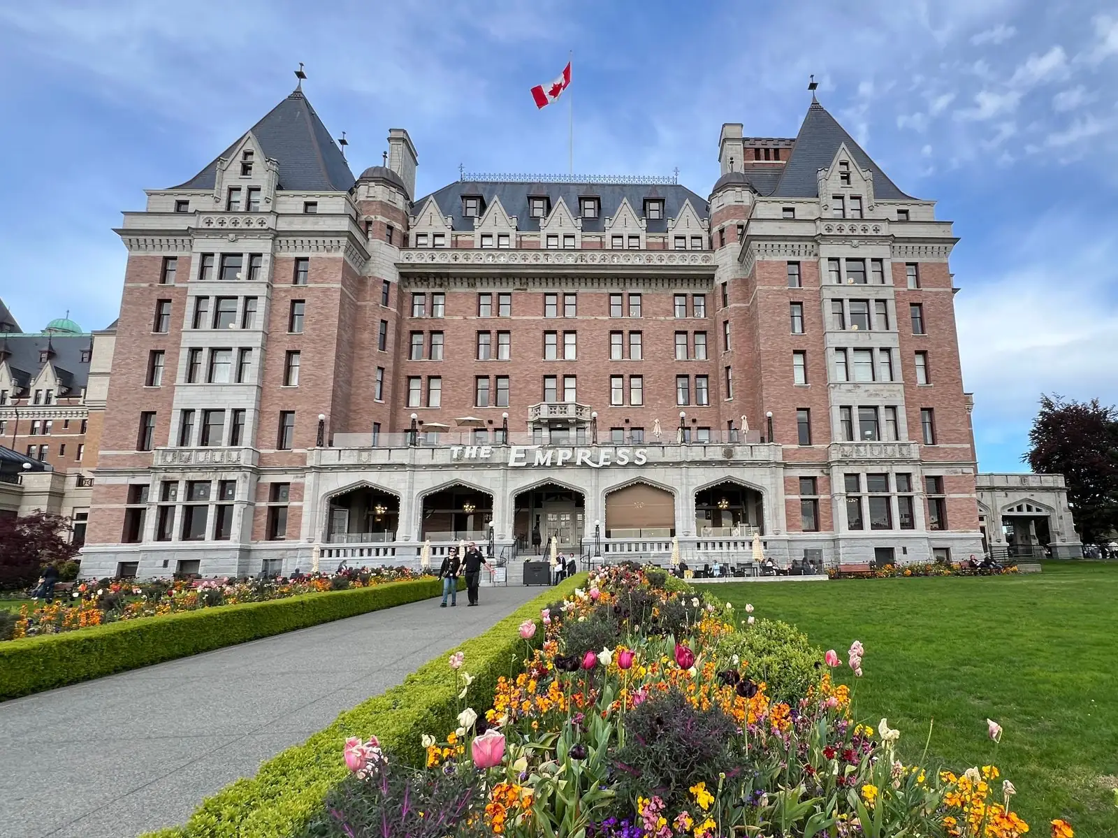 Historic facade of the Fairmont Empress Hotel in Victoria, BC