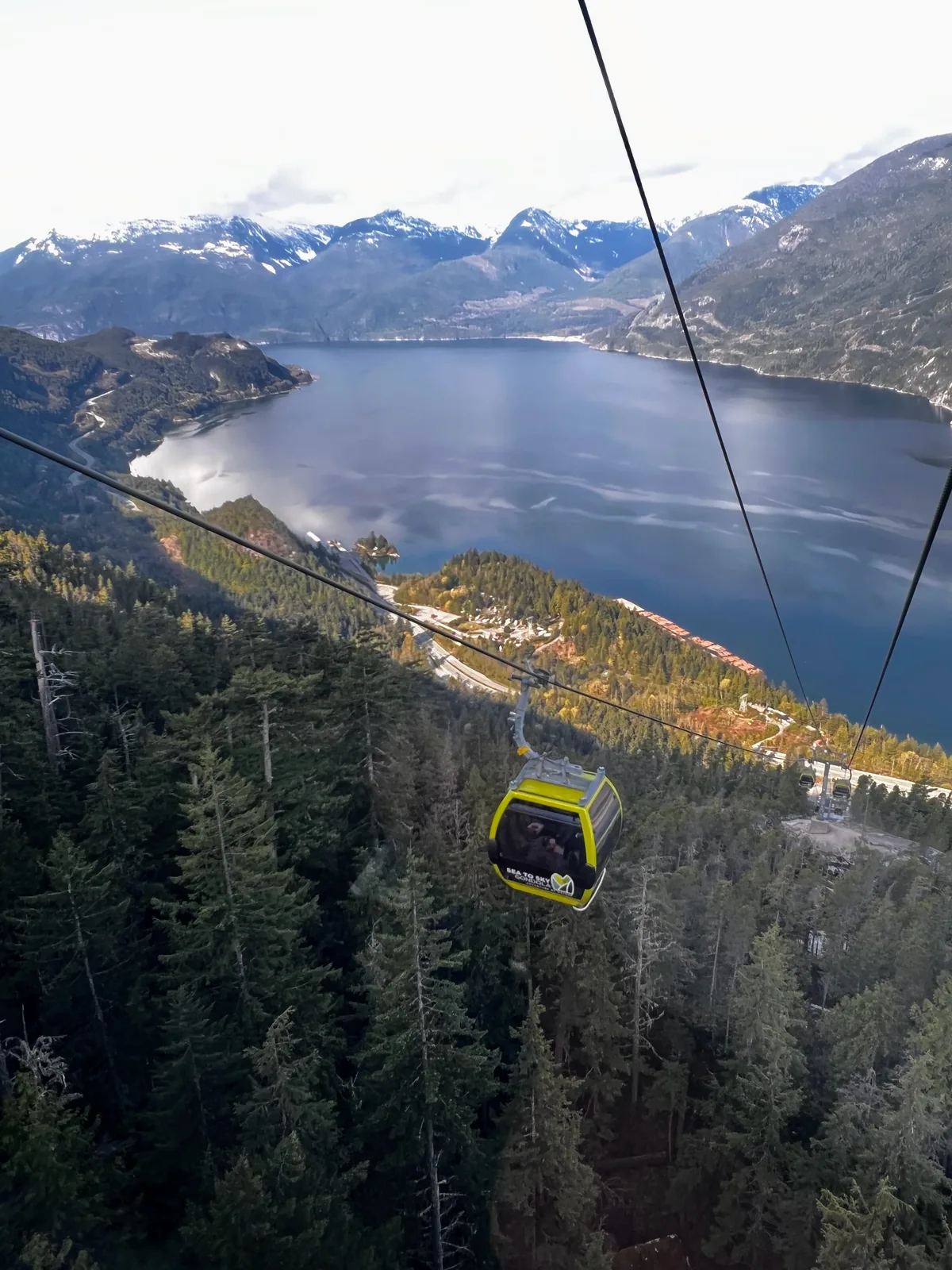 View from the top of the Sea to Sky Gondola over Howe Sound in Squamish